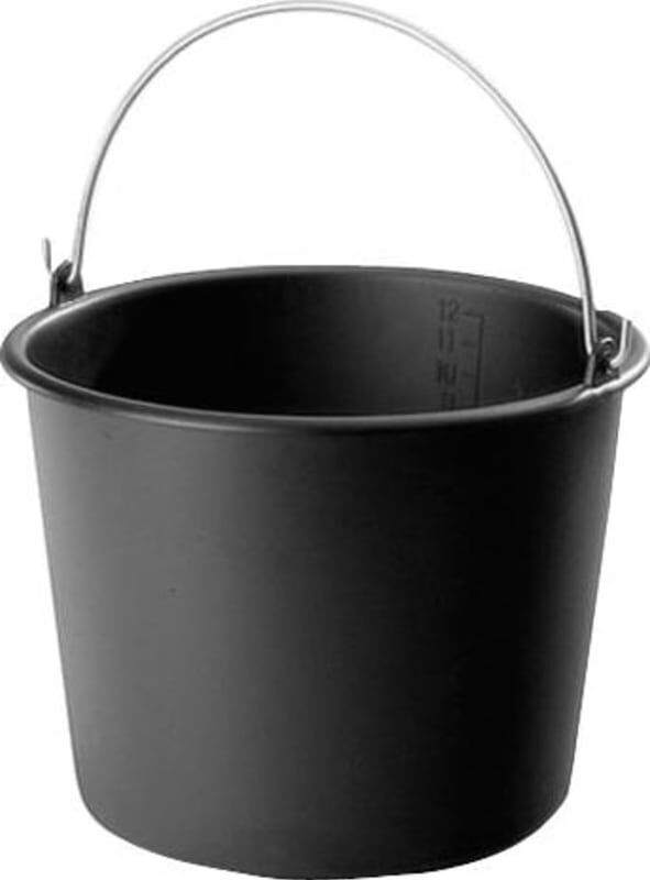 Baueimer 12 L Schwarz – Runder PP/PE-Kunststoff‑Eimer mit verzinktem 4 mm Bügel, Liter‑Skala & verstärktem Boden