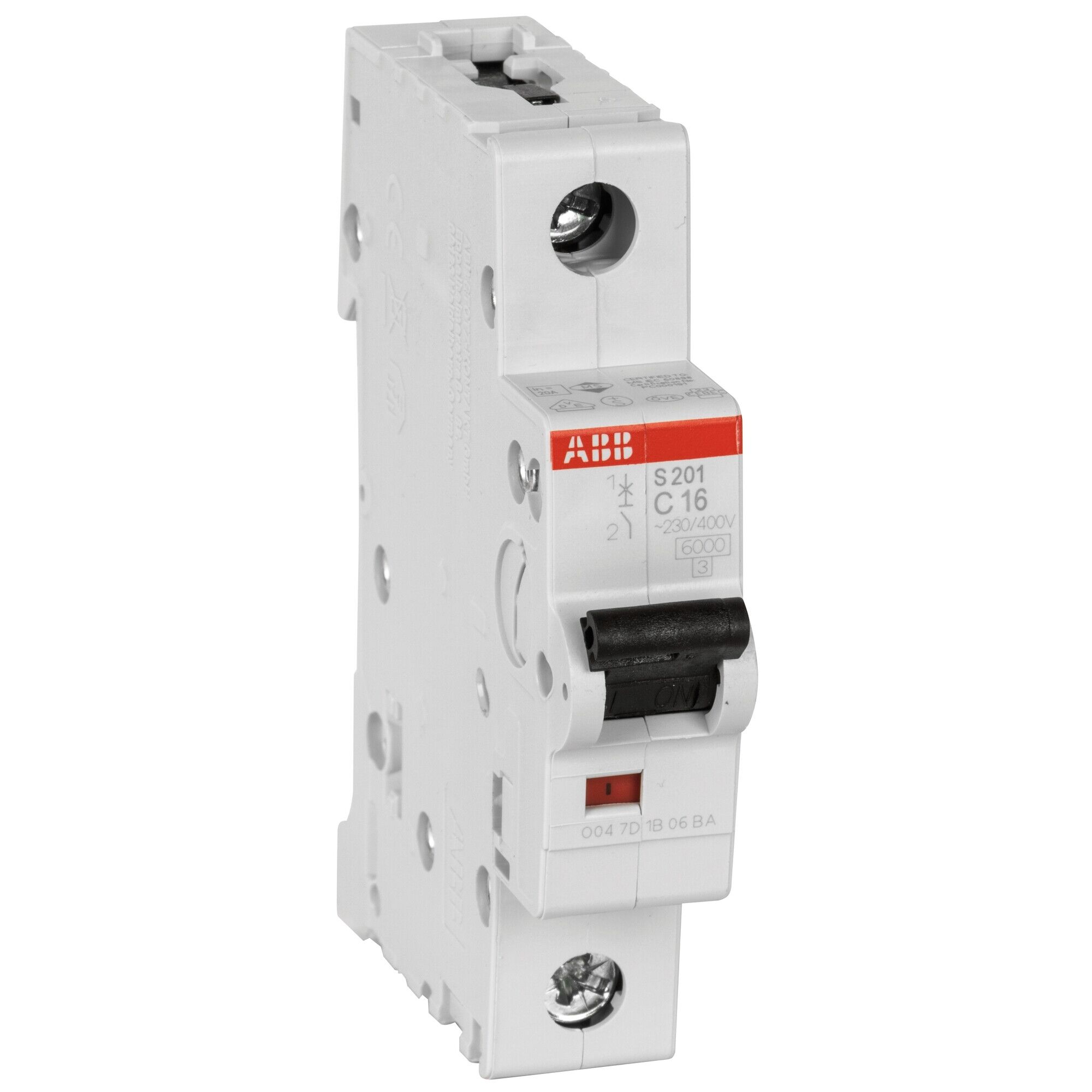 ABB S201‑C16 Leitungsschutzschalter 16 A | 1‑polig | Typ C | 6 kA AC/DC | DIN EN 60898‑1, 60947‑2, IP20
