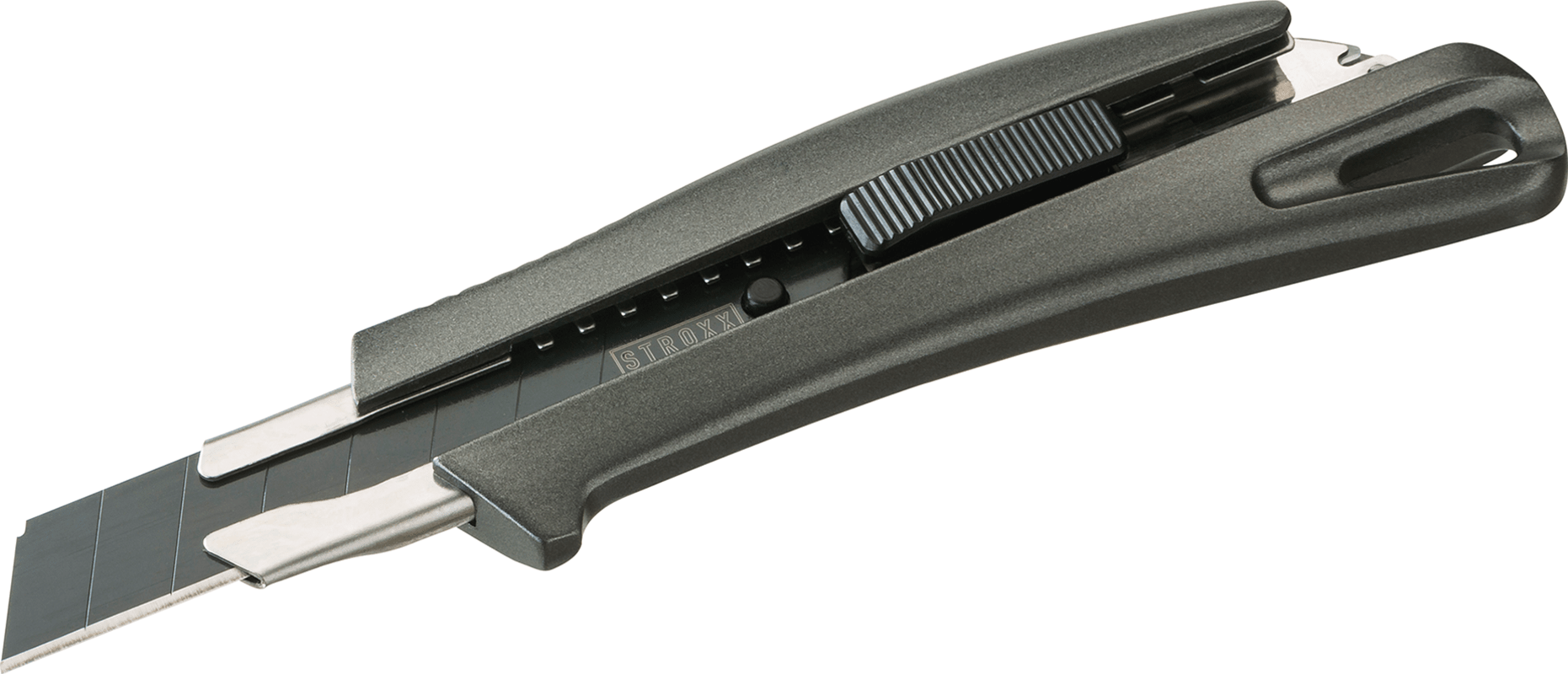 STROXX 18 mm Profi-Cuttermesser – CNC‑gefrästes Aluminiumgehäuse, Edelstahl‑Abbrechklinge, Schnellwechsel‑Magazin, Ergonomisch & Antirutsch beschichtet