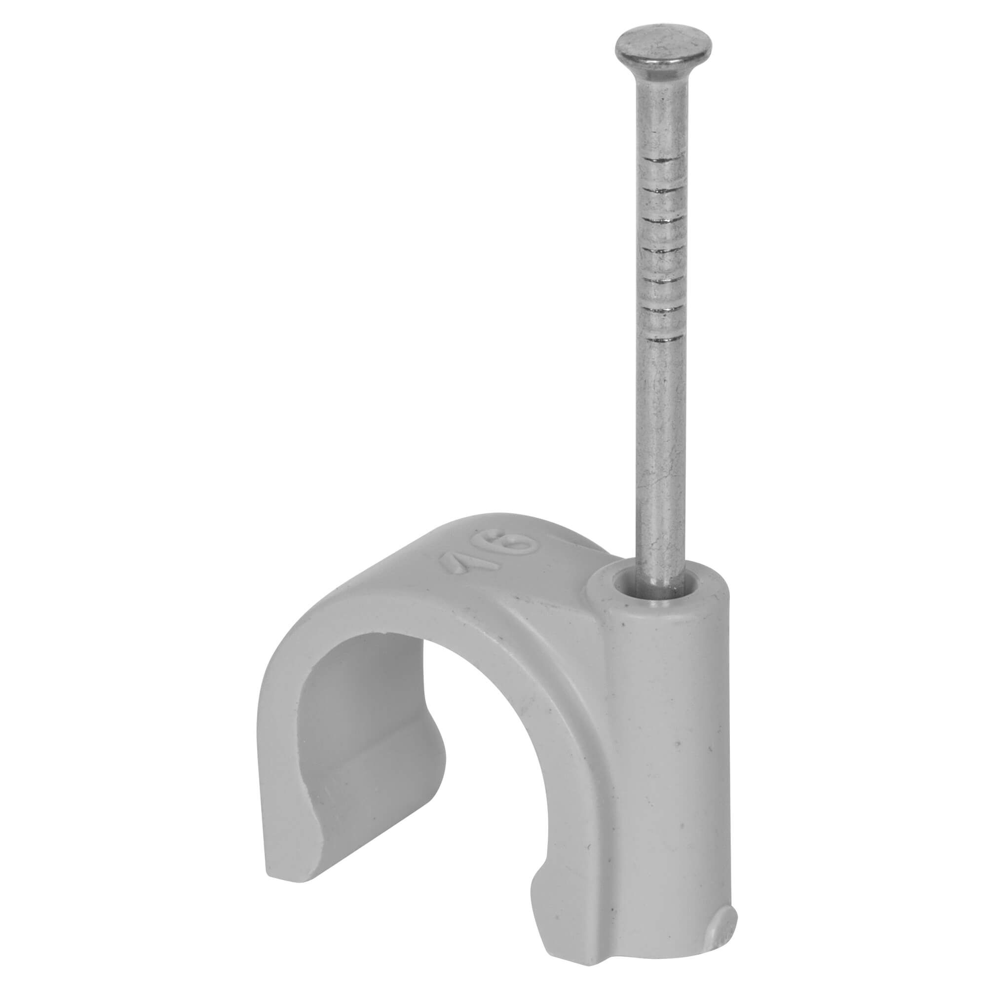OBO Bettermann Haft‑Clip Typ 2027 – 10 – 14 mm Kabelclip mit 30 mm gehärtetem Stahlnagel, halogenfrei, Polypropylen, RAL 7035 grau, 100 Stück