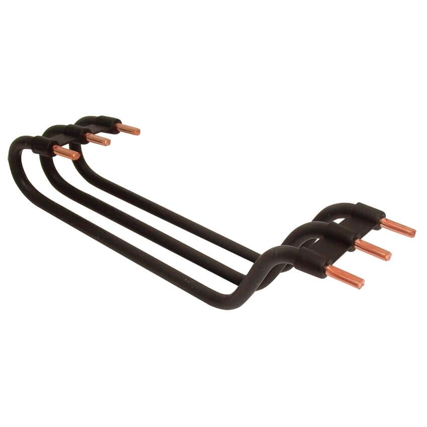 Pollmann Verdrahtungssatz 3 x 10 mm², Länge 125 mm, Stegausführung – Hochstrom-Leitungsverbinder für Niederspannungsanlagen, Kupferleiter, vorkonfektioniert, Industriequalität